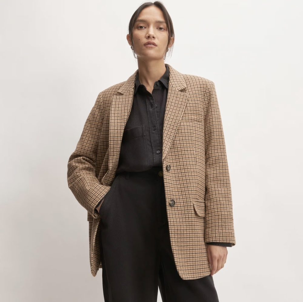 🆕 EVERLANE The Italian Wool Oversized Houndstooth Blazer